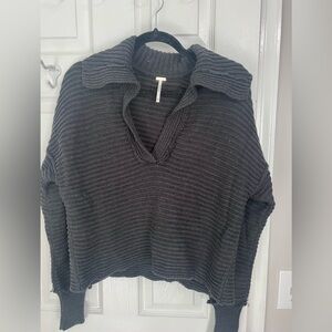 Free People Black V-Neck Sweater, Size XS
